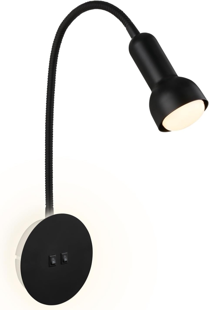 BRILONER – Leselampe mit Backlight, Schwenkbare Wandleuchte Innen, LED Lampe mit 2 Schalter, Wandlampe Innen, Schwarz Bild 1