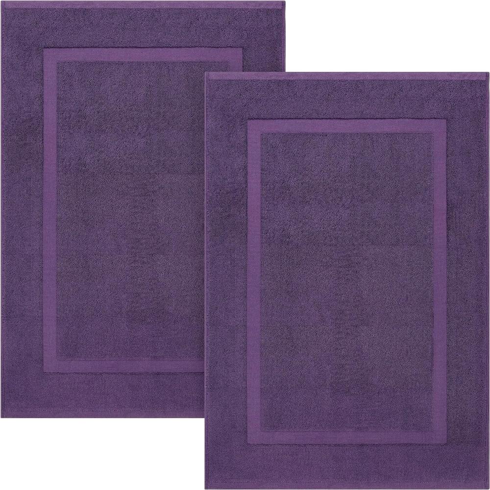 Utopia Towels - 2er Pack groß Badematte Badvorleger (53 x 86 cm) - 100% Baumwolle Frottee -Waschbare Badteppich (Pflaume) Bild 1