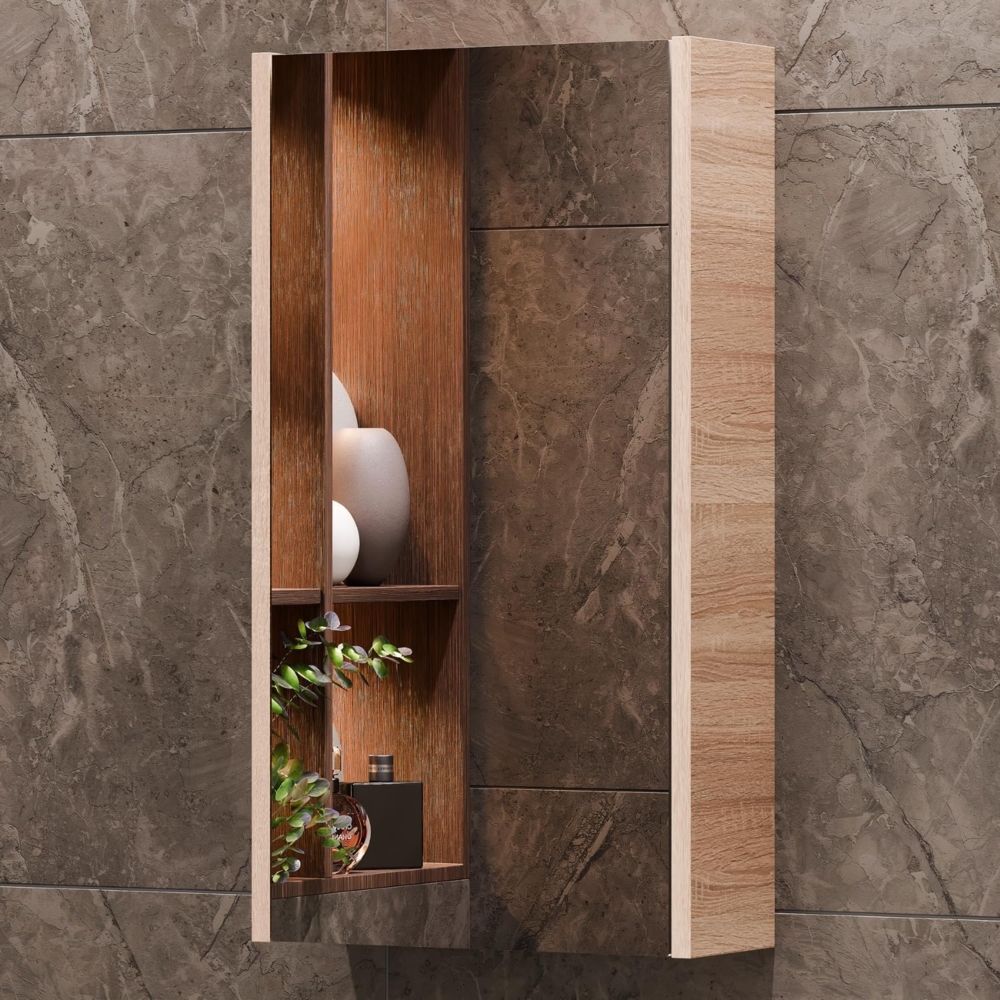Planetmöbel Badmöbel Set Gäste WC Spiegelschrank Sonoma Eiche Bild 1