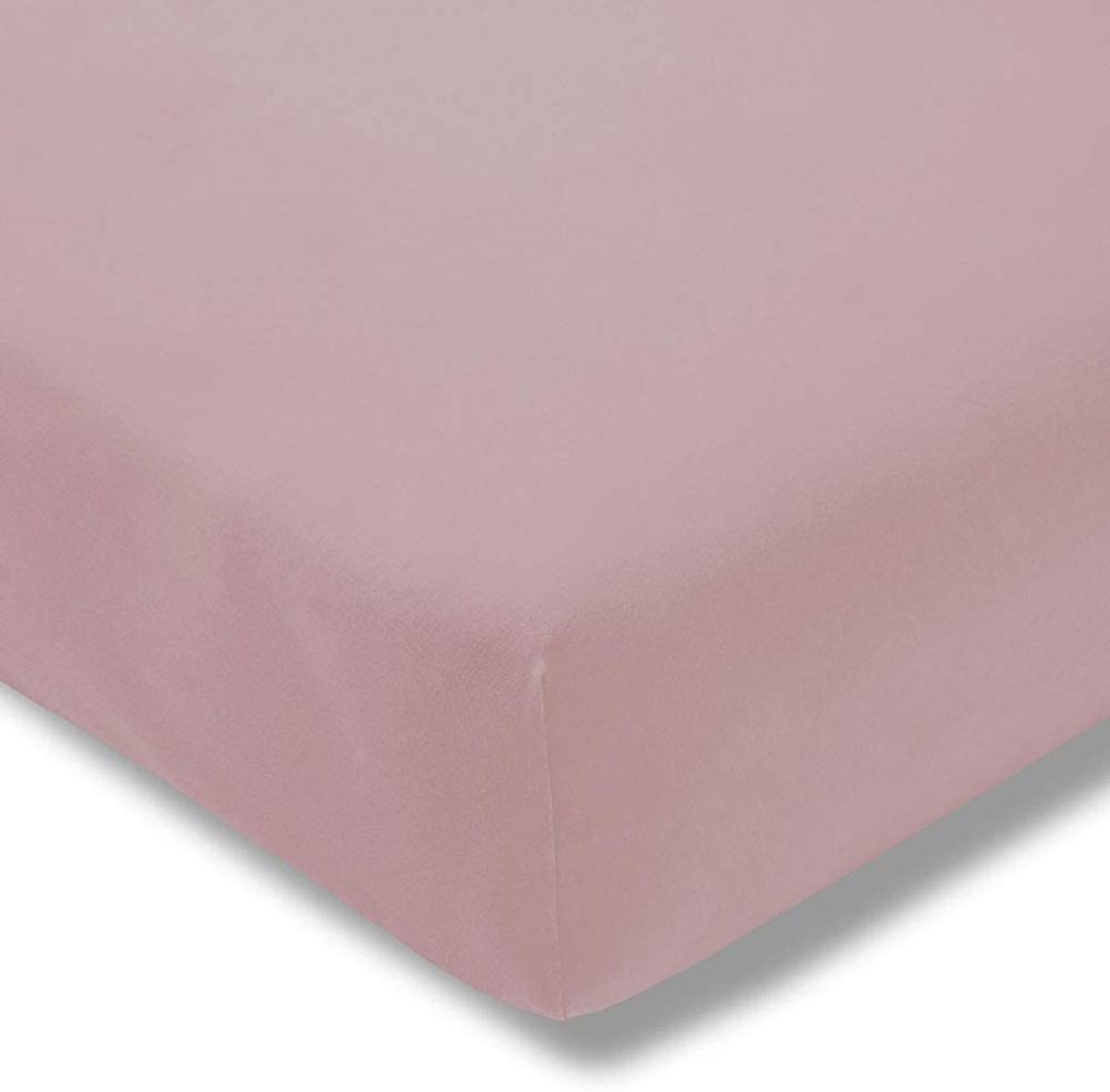 ESTELLA Spannbetttuch Zwirnjersey | rosa | 150x200 cm | passend für Matratzen 140-160 cm (Breite) x 200-220 cm (Länge) | trocknerfest und bügelfrei | 97% Baumwolle 3% Elastan Bild 1