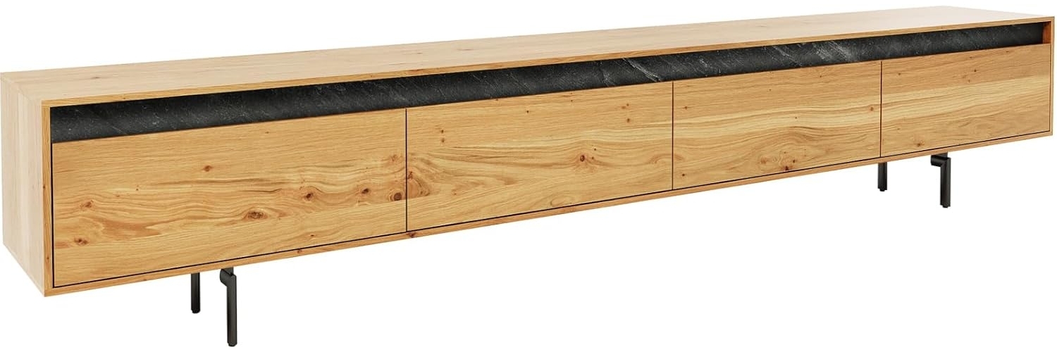 Lowboard Stonegrace 240 cm Eiche Natur 4 Türen Fuß Oval Metall Schwarz Bild 1