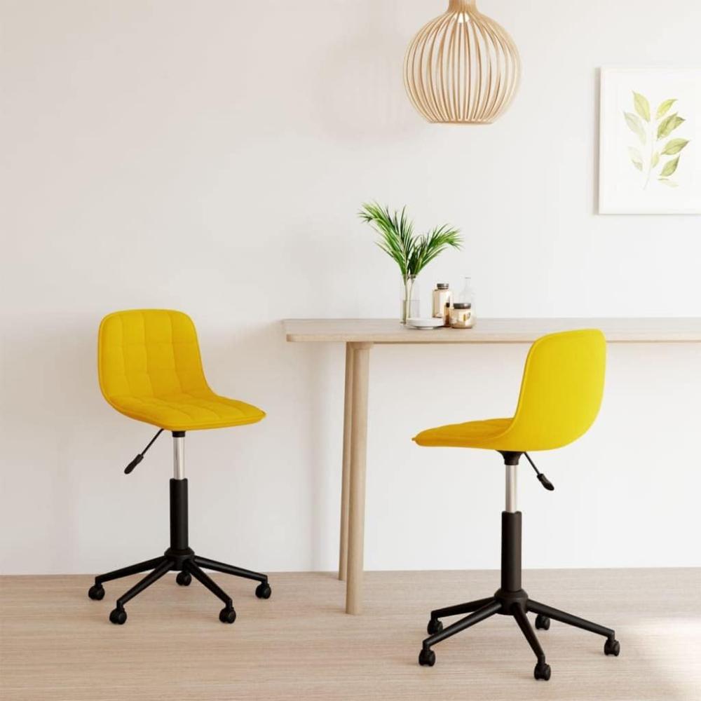 vidaXL Esszimmerstühle 2 Stk. Drehbar Gelb Samt, Drehbar [334124] Bild 1