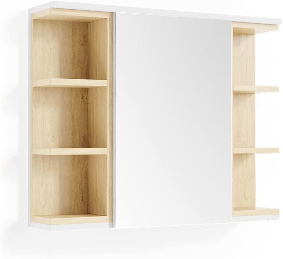 Vicco Spiegelschrank Aquis Spiegel Badspiegel Wandspiegel Bad Eiche Weiß Bild 1