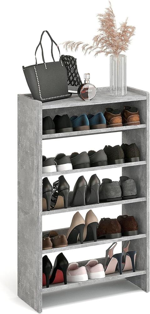 KOMTO Schuhregal Elexis 5 Schmal - Schuhablage Flur mit 5 Ebenen Offener Schuhschrank, Schuhschrank Schuh Organizer Platzsparend, 60 x 25 x 98 cm Bild 1