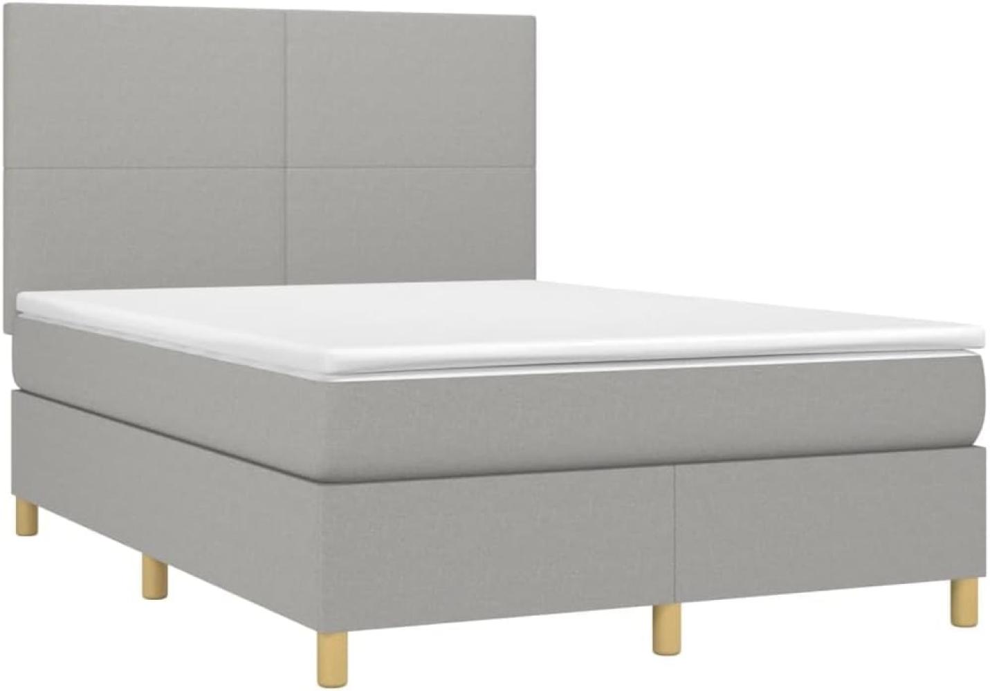 vidaXL Boxspringbett mit Matratze Hellgrau 140x190 cm Stoff 3142169 Bild 1