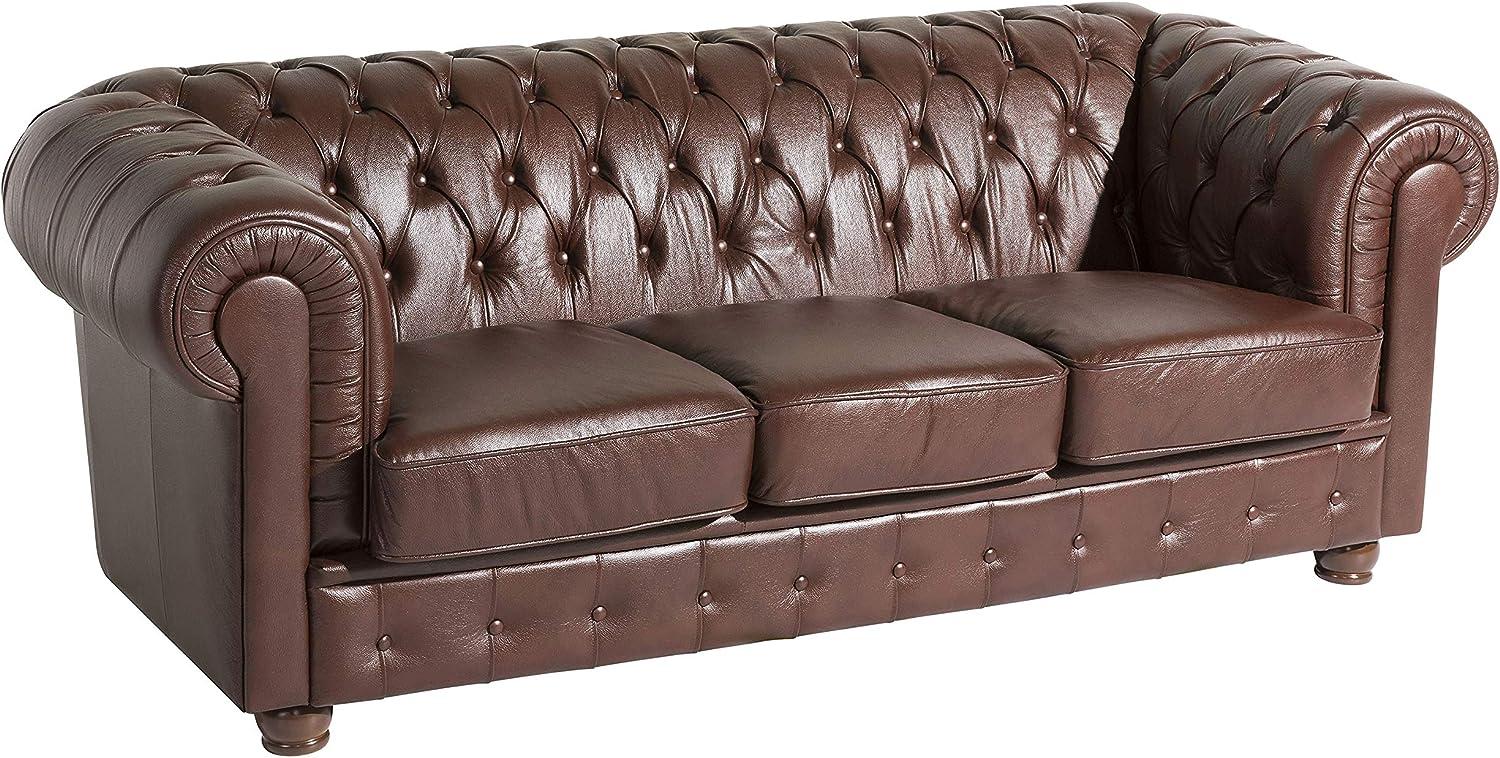 Bridgeport Sofa 3-Sitzer Wischleder Braun Buche Nussbaumfarben Bild 1