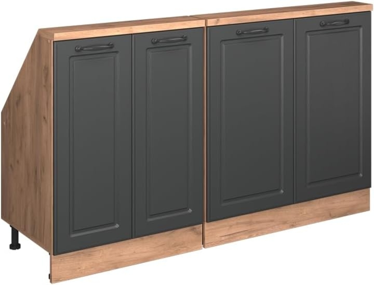 Dachschrägenschrank-Set Rion Anthrazit Landhaus/Goldkraft Eiche 2er Set Vicco Bild 1