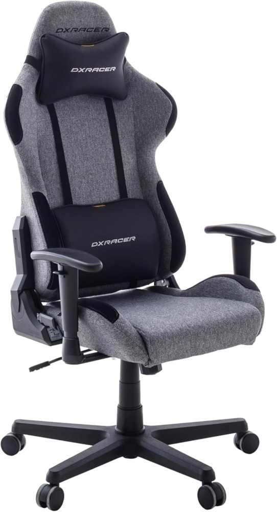 Robas Lund DXRacer 4.2 FD01 L/GN -New- Gaming-/ Büro-/ Schreibtischstuhl, mit Wippfunktion Gaming Stuhl Höhenverstellbarer Drehstuhl PC Stuhl Ergonomischer Chefsessel, grau-schwarz Bild 1