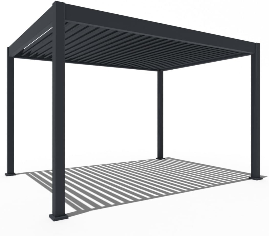 Weide E-Deluxe | elektrische Pergola mit LED | Voll Aluminium | 3x4 M | motorisiertes Lamellendach anthrazit Bild 1