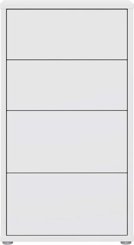 Forte Alice Springs Kommode 50 60, Moderne Kommode mit 4 Schubladen, Schlafzimmer, Wohnzimmer, Holzwerkstoff, Weiß, 54,5 cm breit x 99,1 cm hoch x 34,9 cm tief Bild 1