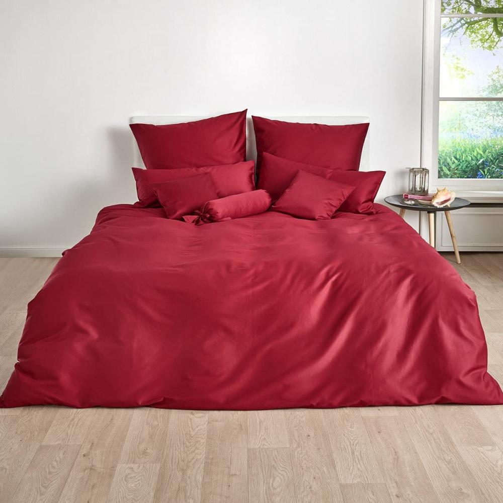 Traumschlaf Uni Mako-Satin Bettwäsche|135x200 cm + 40x80 cm| bordeaux Bild 1