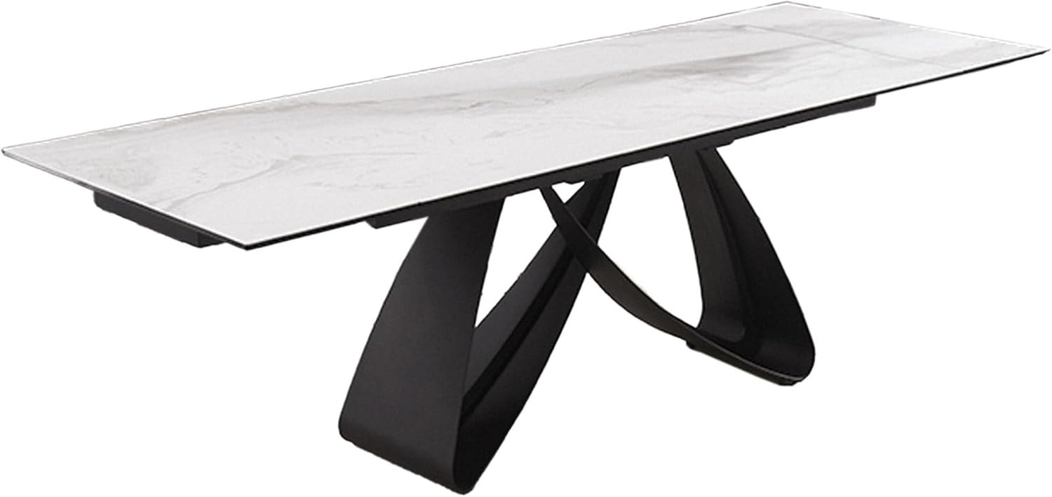 riess-ambiente Esstisch INFINITY 180-260cm weiß / schwarz · Konferenztisch mit Keramik-Platte (Einzelartikel, 1-St), ausziehbar · für 8-10 Personen · Marmor-Design · Metall · Industrial Bild 1