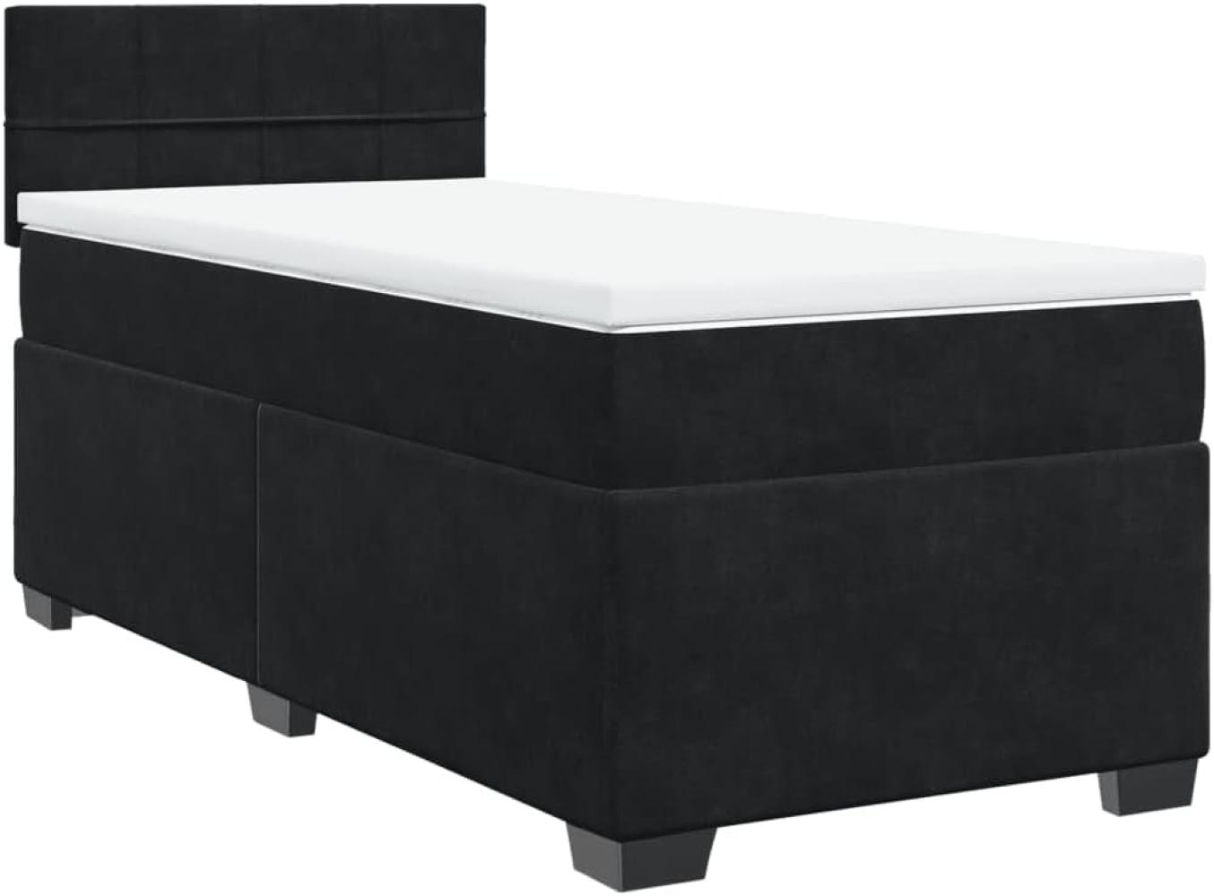 Boxspringbett mit Matratze Schwarz 100x200 cm Samt Bild 1