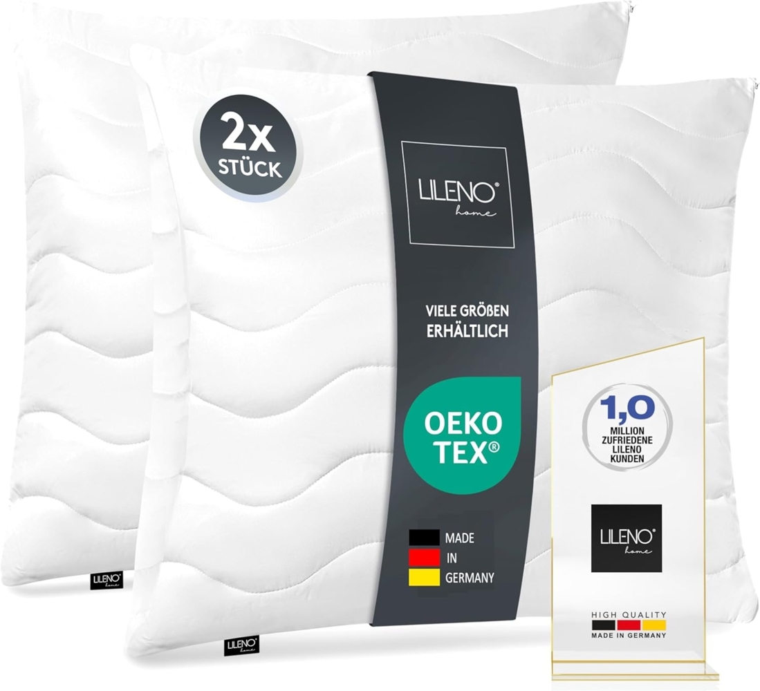 LILENO HOME Kopfkissen 50x50 cm [2er Set] als Kissen-Füllung - Bett oder Deko Kissen mit Reißverschluss zum Anpassen - Waschbar bis 95° - Sofa-Kissen & Zierkissen für Couch/Bett Bild 1