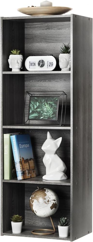 Iris Ohyama, Aufbewahrungseinheit, Bücherregal, 4 feste Regale, massiv, Design, multifunktional, Büro, Eingang, Schlafzimmer, Wohnzimmer – Basic Storage Shelf CX-4 – graue Eiche Bild 1