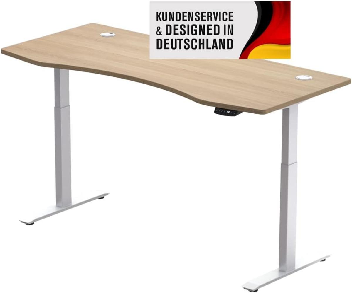 Schreibtisch Höhenverstellbar Elektrisch Mit Memory Funktion Ergonomischer Stehtisch Mit Teleskop Tischgestell 180 x 80 cm Oder 150 x 78 cm (Weiß-Natur, 180 x 80 cm) Bild 1