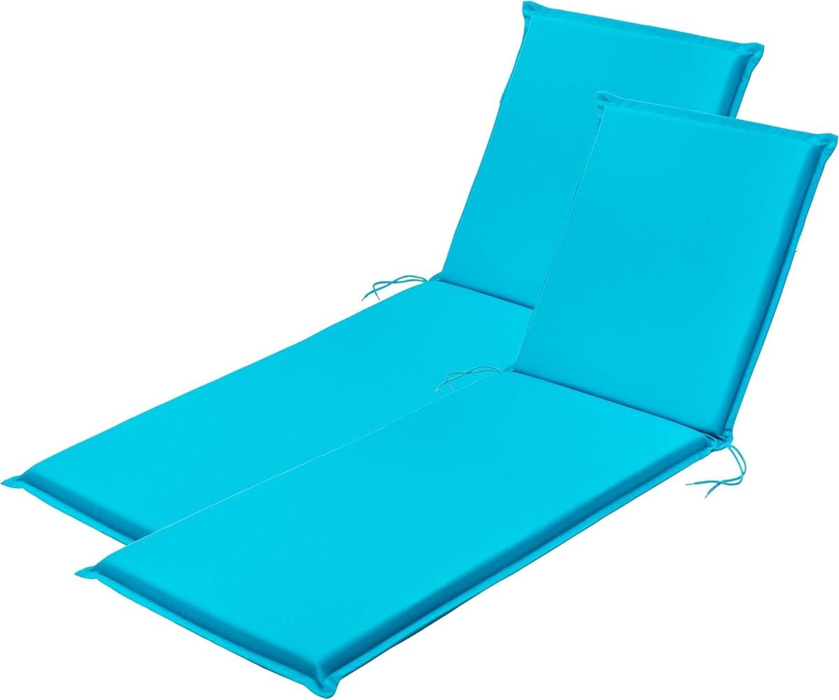 Traumnacht Komfort 2er Set Liegenauflagen Outdoor aqua mit abnehmbarem Bezug, 190 x 58 x 6 cm, Öko-Tex zertifiziert, produziert nach deutschem Qualitätsstandard Bild 1