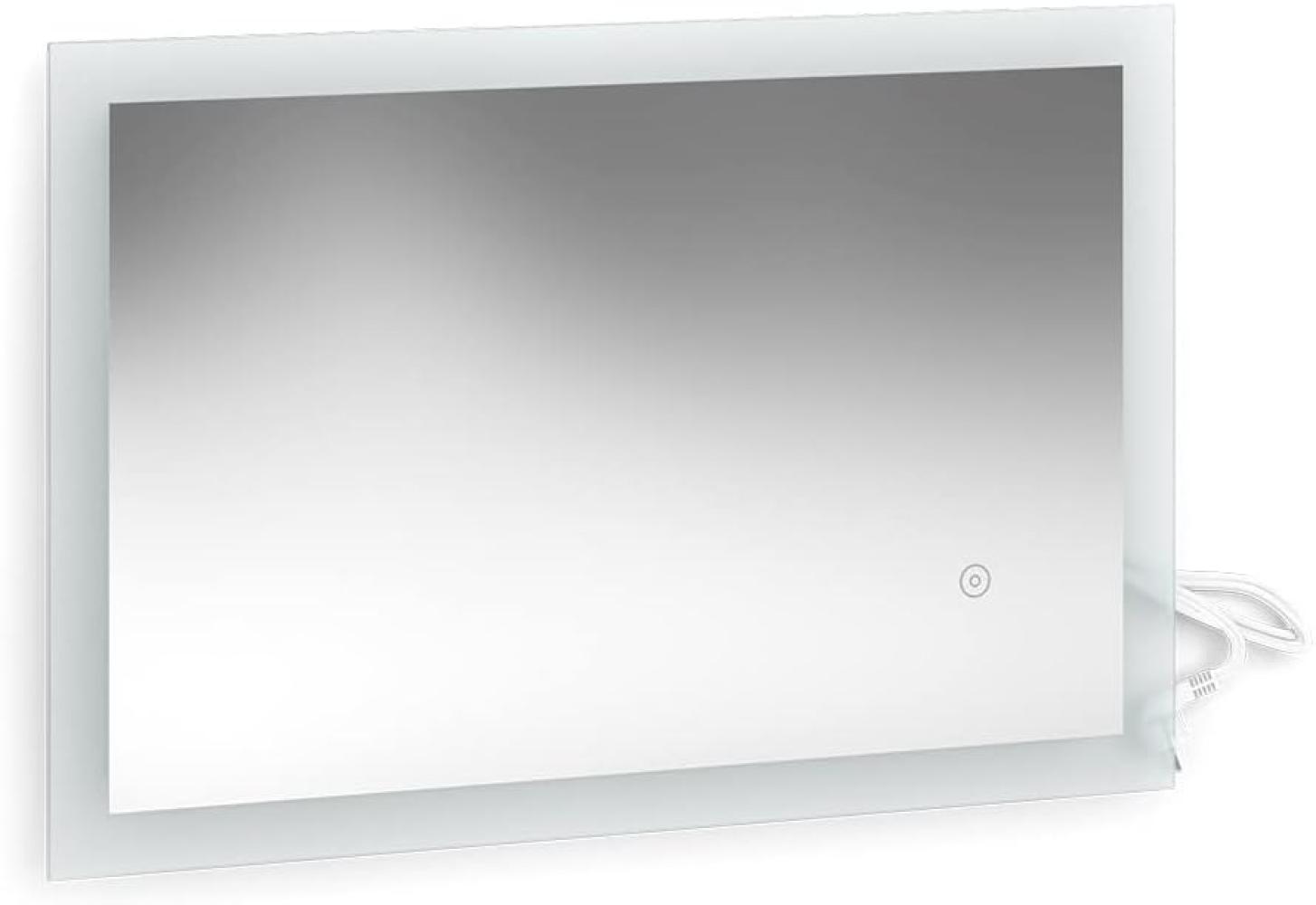 Vicco Badspiegel Wandspiegel LED-Spiegel Weiß 60x40 cm Badezimmer Spiegel Badmöbel Hängespiegel Spiegelbeleuchtung Touch-Switch dimmbar rahmenlos Bild 1