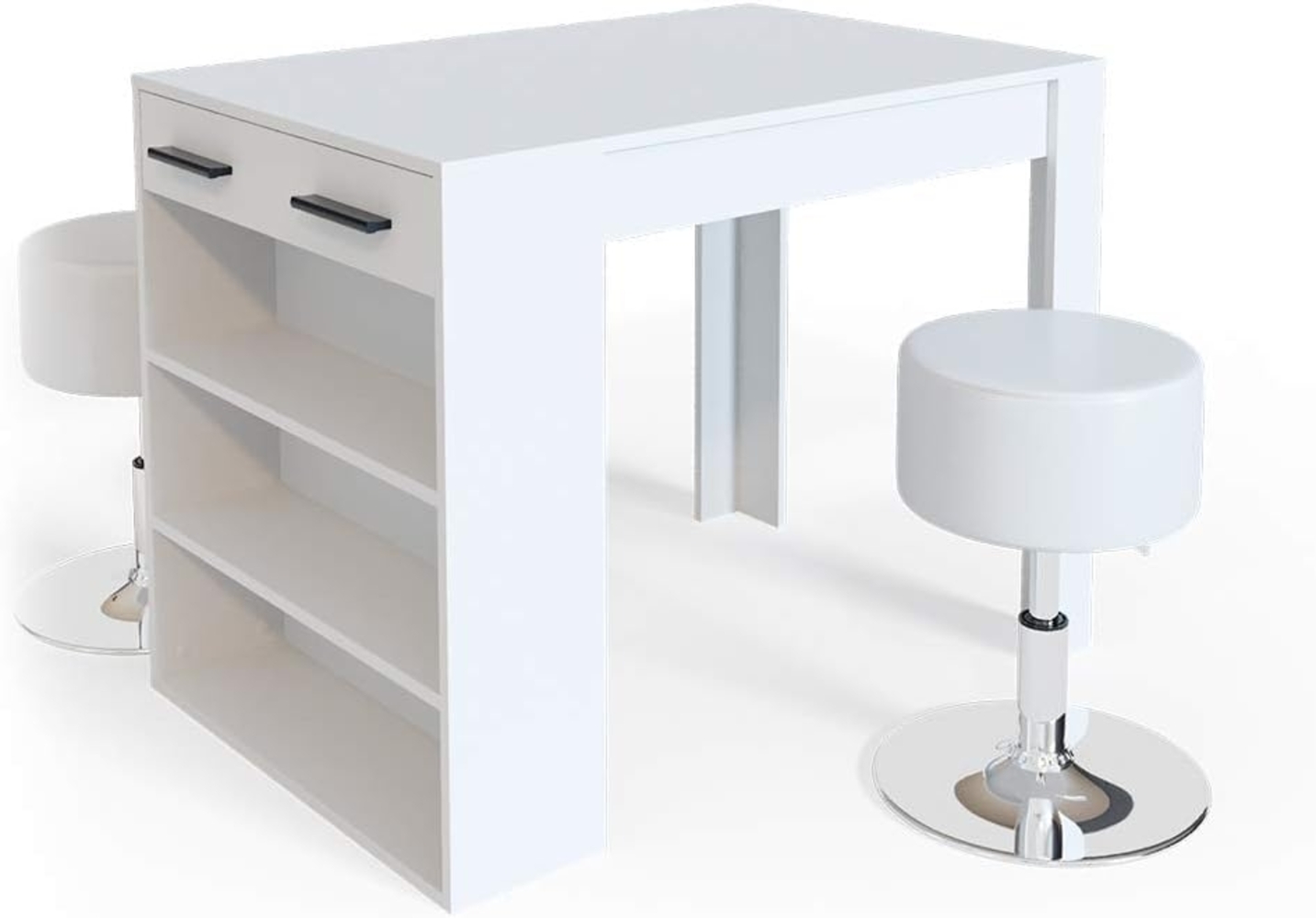 Esstisch-Set Repose Weiß 67 x 100 cm mit 2 Hockern Vicco Bild 1