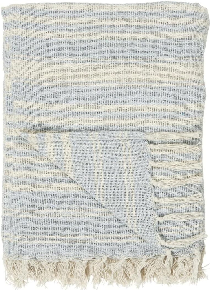Wohndecke IB Laursen Plaid Creme Hellblau Streifen, Ib Laursen Bild 1