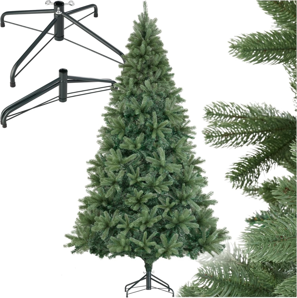 tectake Künstlicher Weihnachtsbaum Christbaum Künstlicher Tannenbaum 210 230cm Spritzgussnadeln Deko, Undekorierter/Unbeleuchteter Baum, verschiedene Größen, künstlich in Grün, mit PVC- und Spritzgussnadeln Bild 1