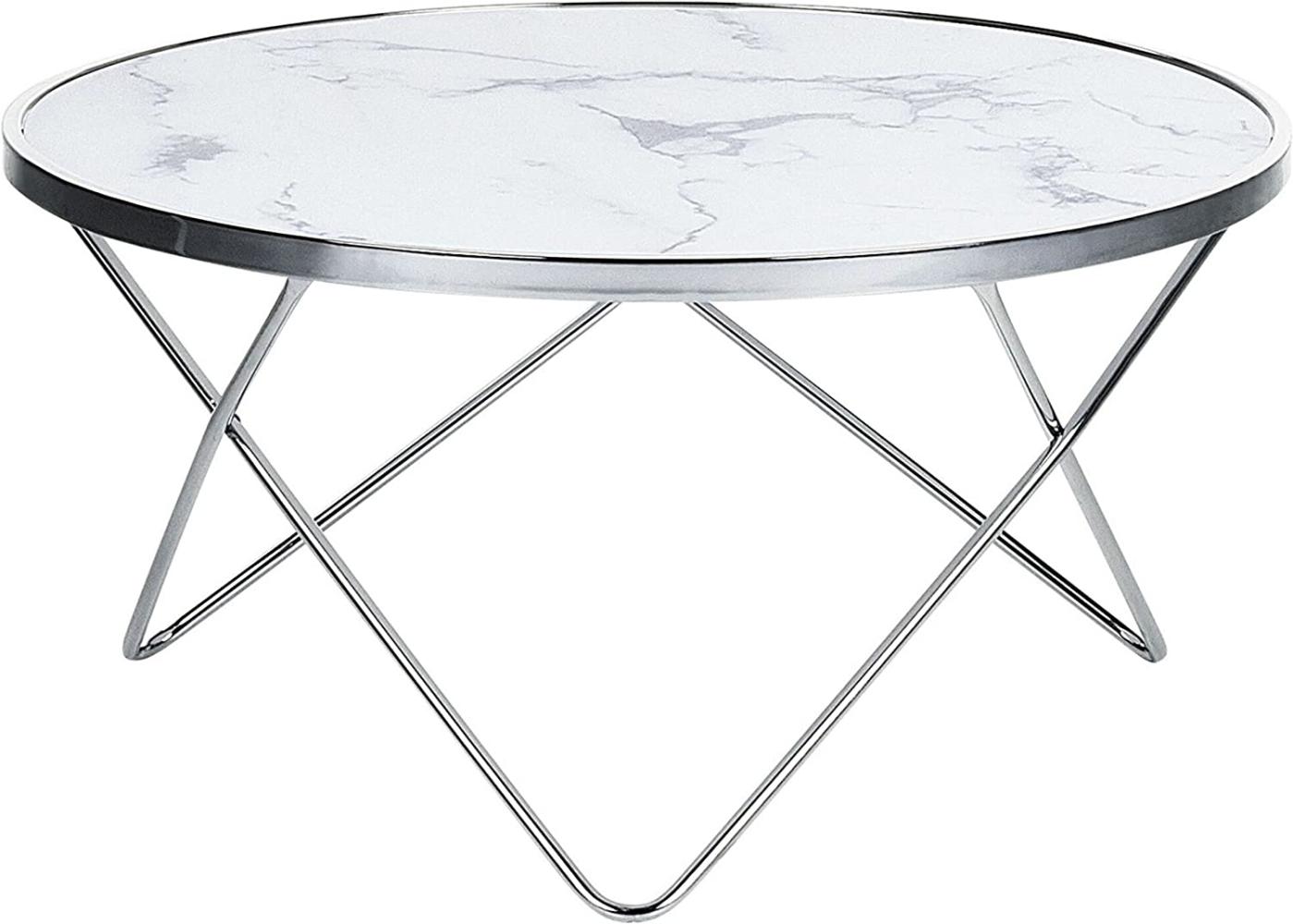 Couchtisch Marmor Optik / silber ⌀ 80 cm MERIDIAN II Bild 1