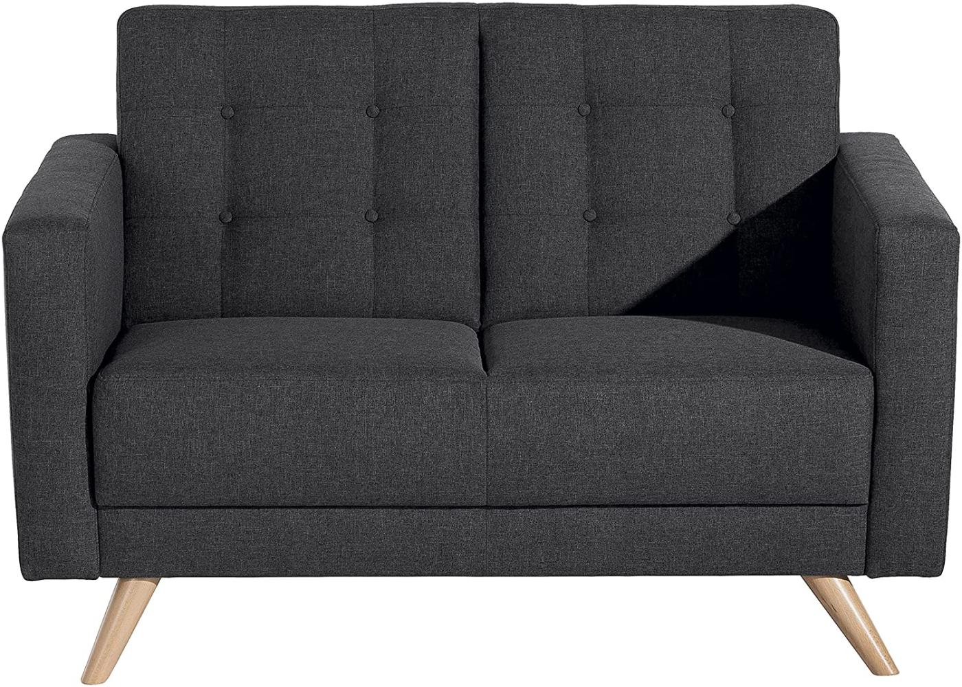 Julian Sofa 2-Sitzer Flachgewebe Graphit Buche Natur Bild 1