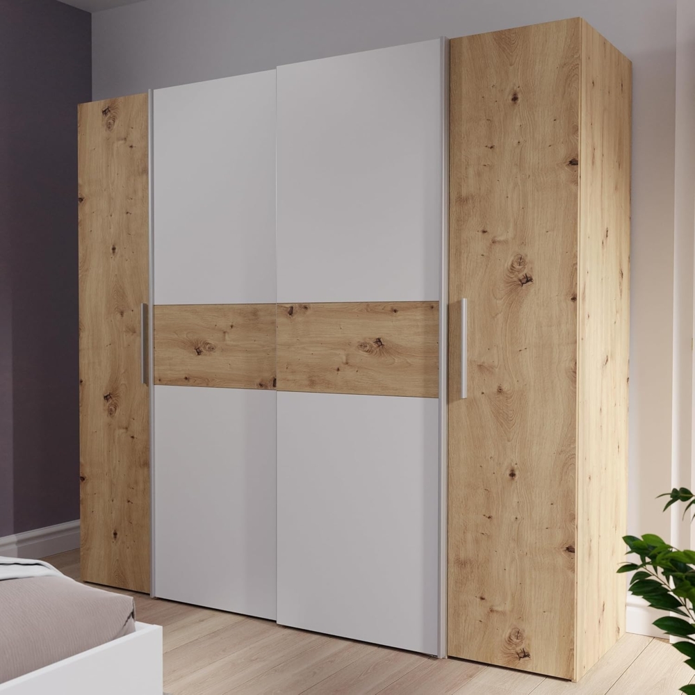 FORTE Kleiderschrank Kalixtus, OTTOs Choice, TOPSELLER, Made in Europe (B/H/T ca. 200x190x60 cm, 2 Schiebetüren, 2 Drehtüren, 8 Einlegeböden) Kombination aus Dreh- und Schwebetüren, mehrere Farben Bild 1