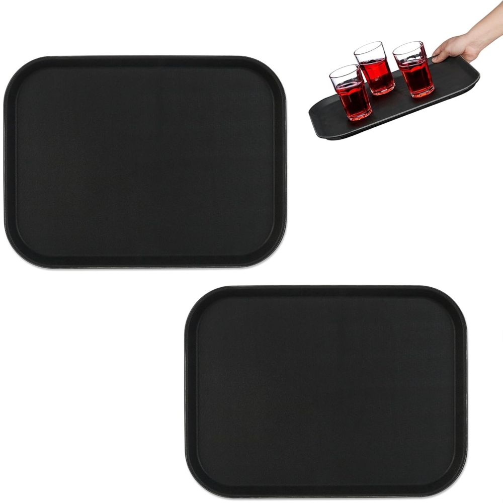 relaxdays Tablett Serviertablett 2er Set in Schwarz, Kunststoff, (2-tlg) Bild 1