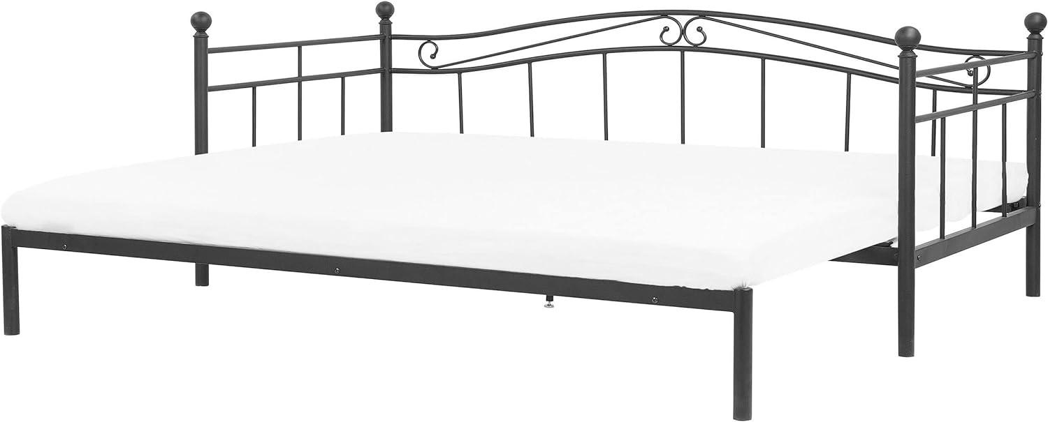 Metallbett ausziehbar schwarz Lattenrost 90 x 200 cm TULLE Bild 1