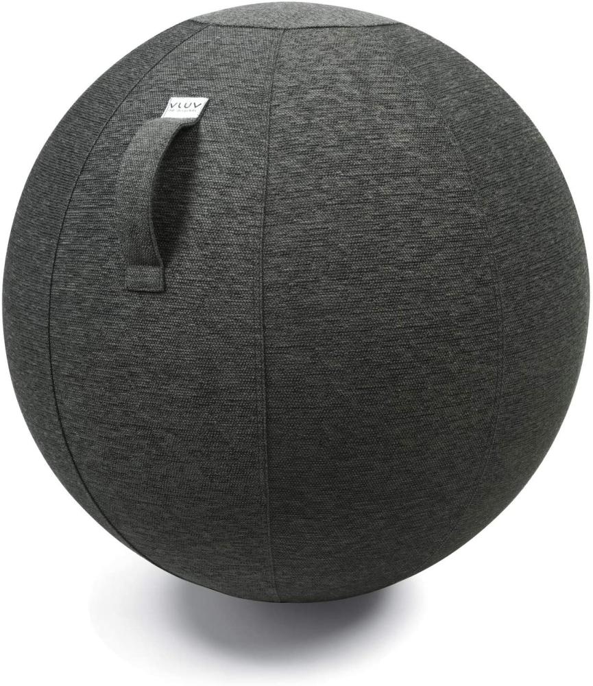 VLUV STOV Stoff-Sitzball, ergonomisches Sitzmöbel für Büro und Zuhause, Farbe: Anthrazit (dunkelgrau), Ø 70cm - 75cm, hochwertiger Möbelbezugsstoff, robust und formstabil, mit Tragegriff Bild 1