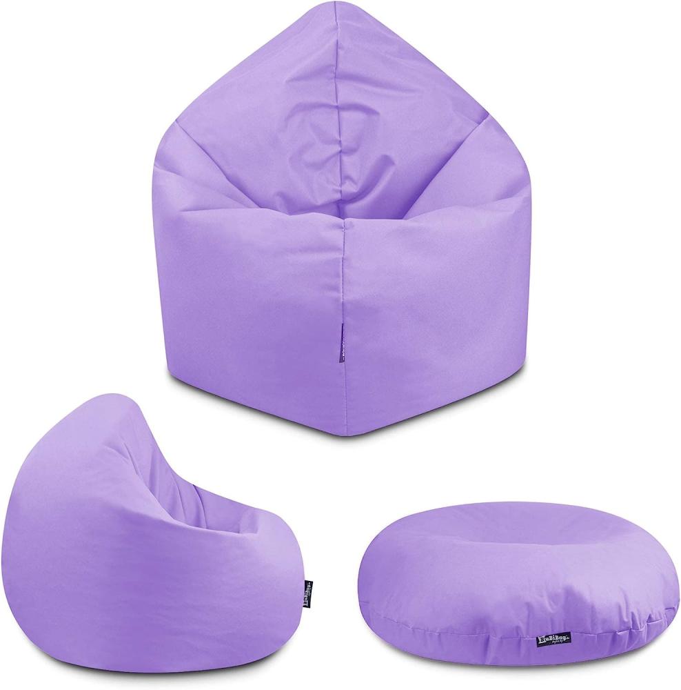 BuBiBag - 2in1 Sitzsack Bodenkissen - Outdoor Sitzsäcke Indoor Beanbag, Flieder, Ø 100,0 cm Bild 1