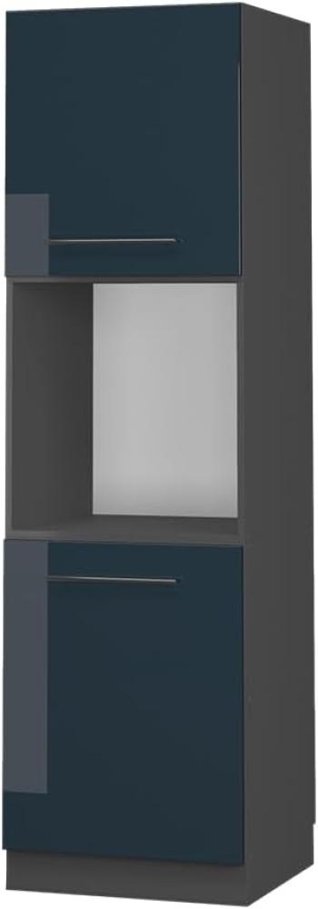 Vicco Herdschrank Fame-Line Anthrazit Dunkelblau Hochglanz 60 cm 2 Türen Bild 1