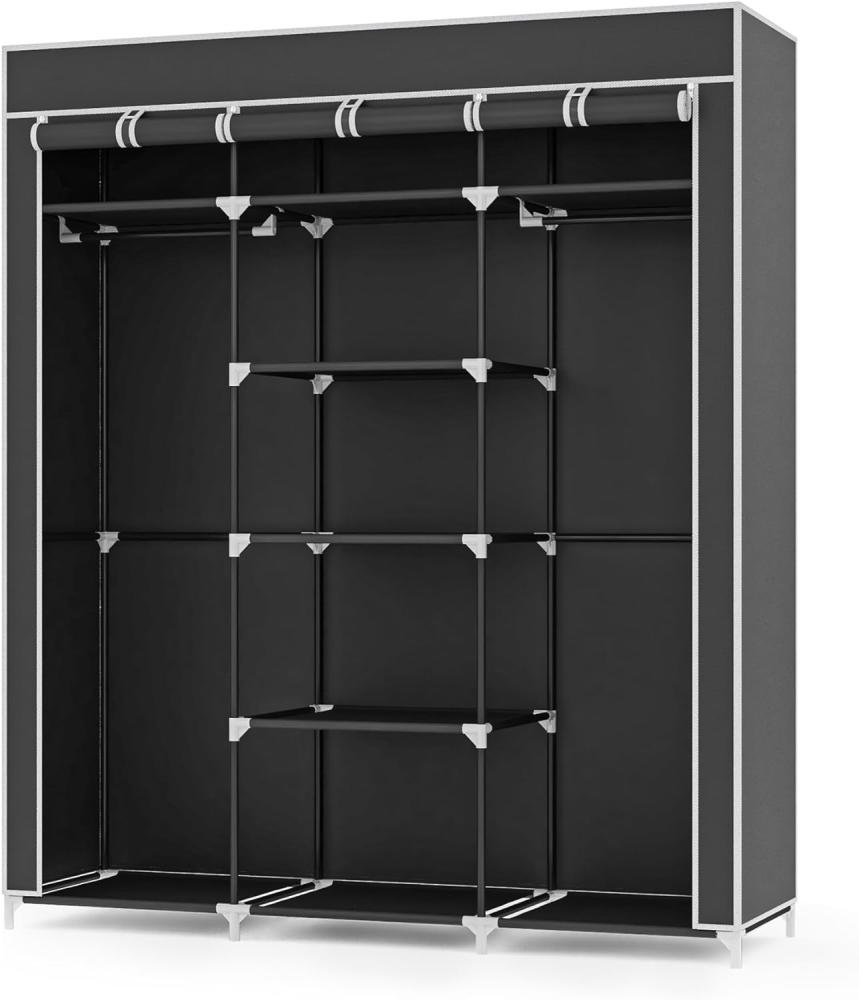 Mondeer Kleiderschrank, Stoffschrank für Schlafzimmer, Stoffschrank, roßes Stauraum, Stabiler Schrank, für Schlafzimmer, Ankleidezimmer, 150x45x175cm, Schwarz Bild 1