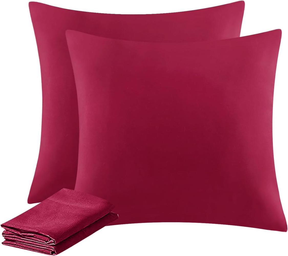 Aisbo Kissenbezug 80x80 2er Set - Kopfkissenbezug 80 x 80 Rot mit Reißverschluss aus Mikrofaser Weich, 80x80cm Pillow Cover Bild 1