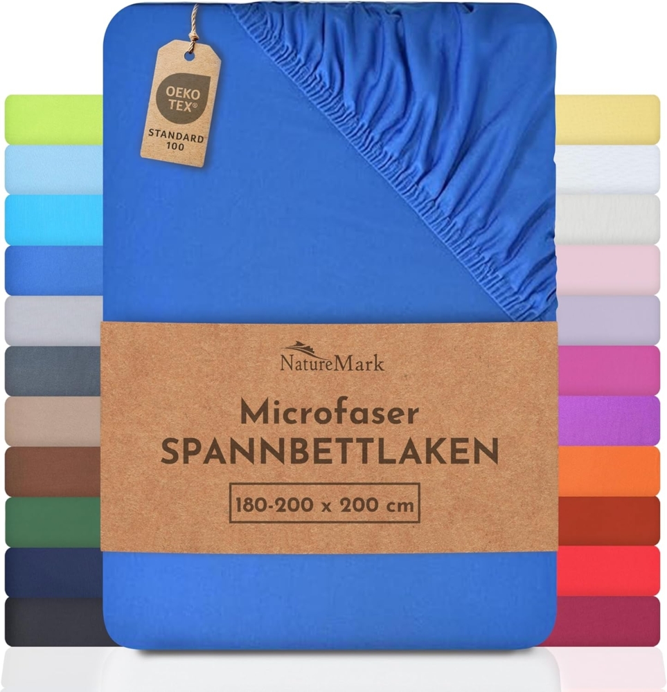 NatureMark - Mikrofaser SPANNBETTLAKEN zum Sparpreis! viele Größen und Farben Markenware (180x200-200x200 cm, royal blau) Bild 1