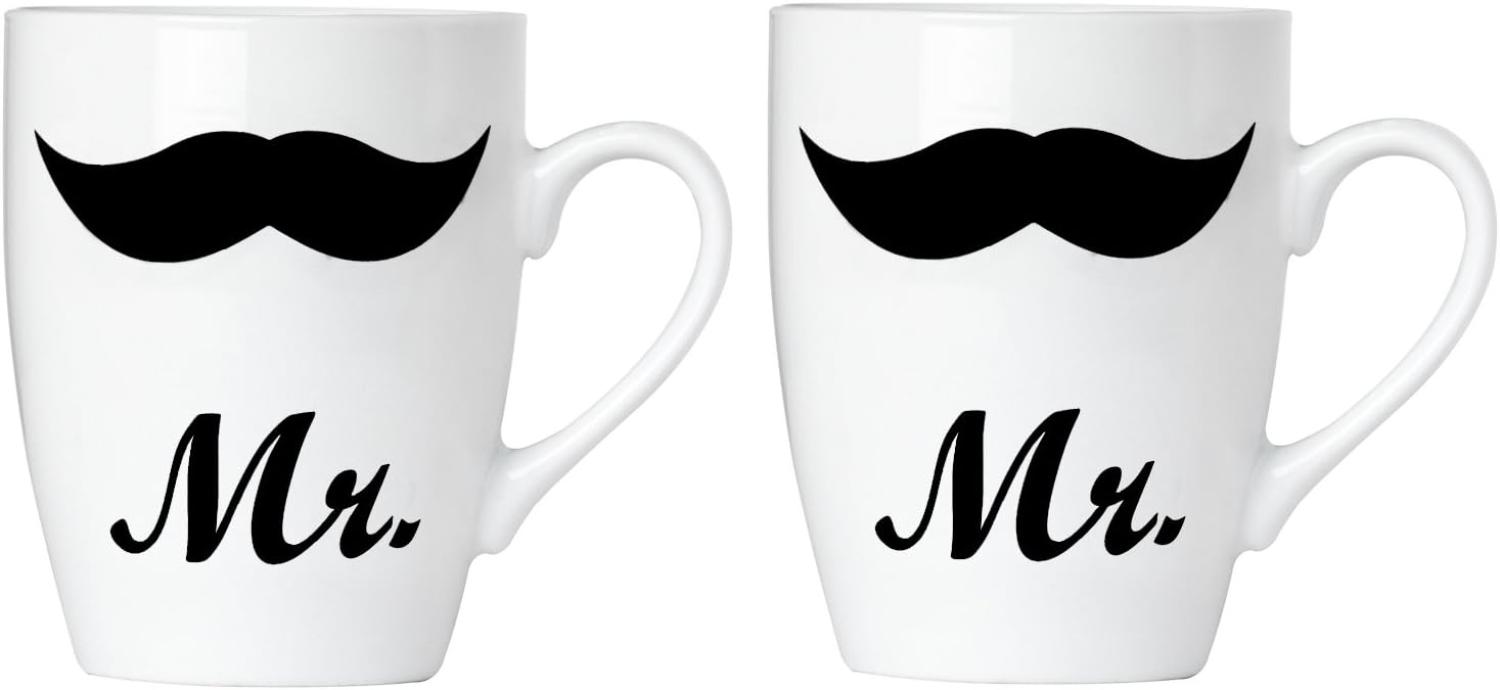 Kaffee Becher Mr & Mr aus Porzellan in Geschenkpackung Bild 1