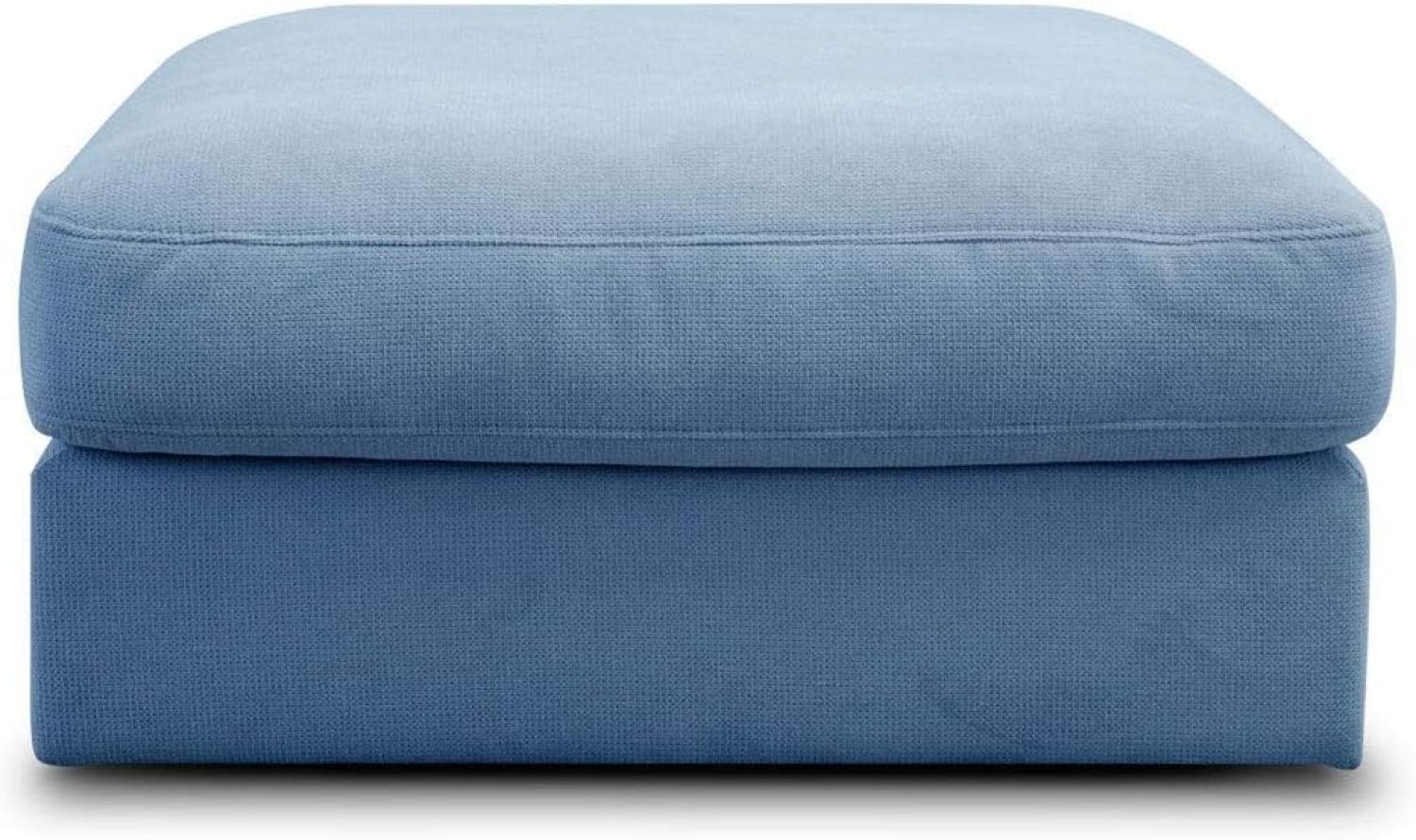 CAVADORE Hocker "Fiona"/ XXL-Fußbank, Polsterbank im modernen Design / 97 x 48 x 97 / Webstoff hellblau Bild 1