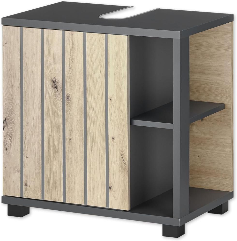 NIZZA Badezimmer Waschbeckenunterschrank in Graphit, Artisan Eiche Optik - Bad Unterschrank Badezimmerschrank mit viel Stauraum - 60 x 60 x 37 cm (B/H/T) Bild 1