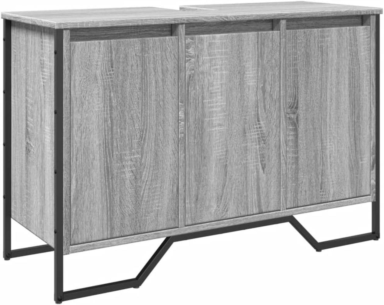 vidaXL Badezimmer-Set Waschbeckenunterschrank Grau Sonoma 91x35x60 cm Holzwerkstoff, (1-St) Bild 1