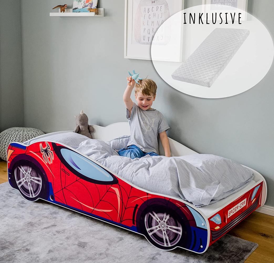 Kids Collective 'Spider' Autobett 70x140 mit Matratze und Lattenrost Bild 1