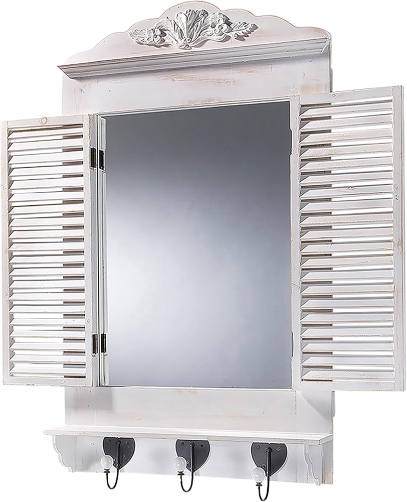 Kobolo Dekoobjekt Dekofenster mit Spiegel white vintage 90x54x12 cm Bild 1