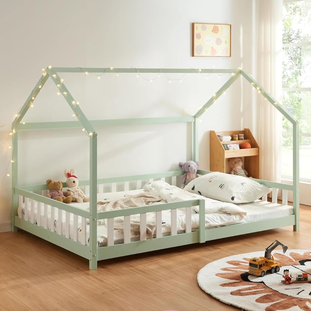 Hausbett Hesel mit Rausfallschutz 120x200cm Mintgrün [en. casa] Bild 1