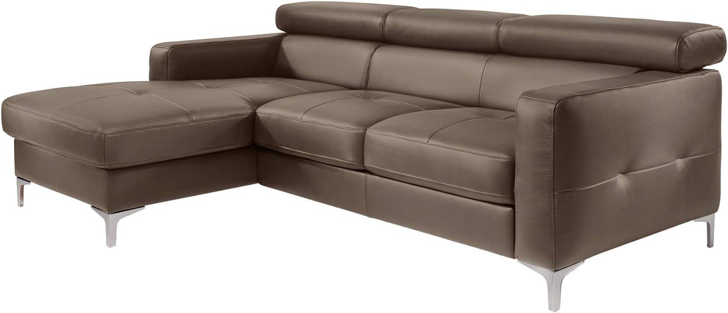 Mivano Ecksofa Sammy, Bettsofa in Lederoptik mit großem Stauraum und verstellbaren Kopfteilen, 227 x 74 x 187, Lederimitat, braun Bild 1