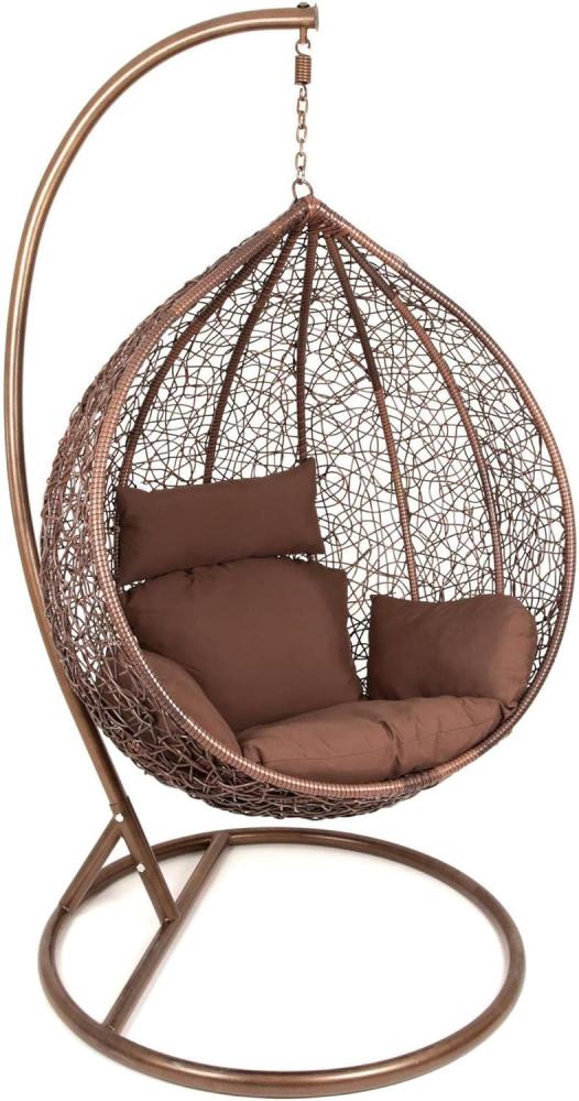 ESTEXO Hängesessel Polyrattan mit Gestell Farbe: Dunkelbraun Bild 1