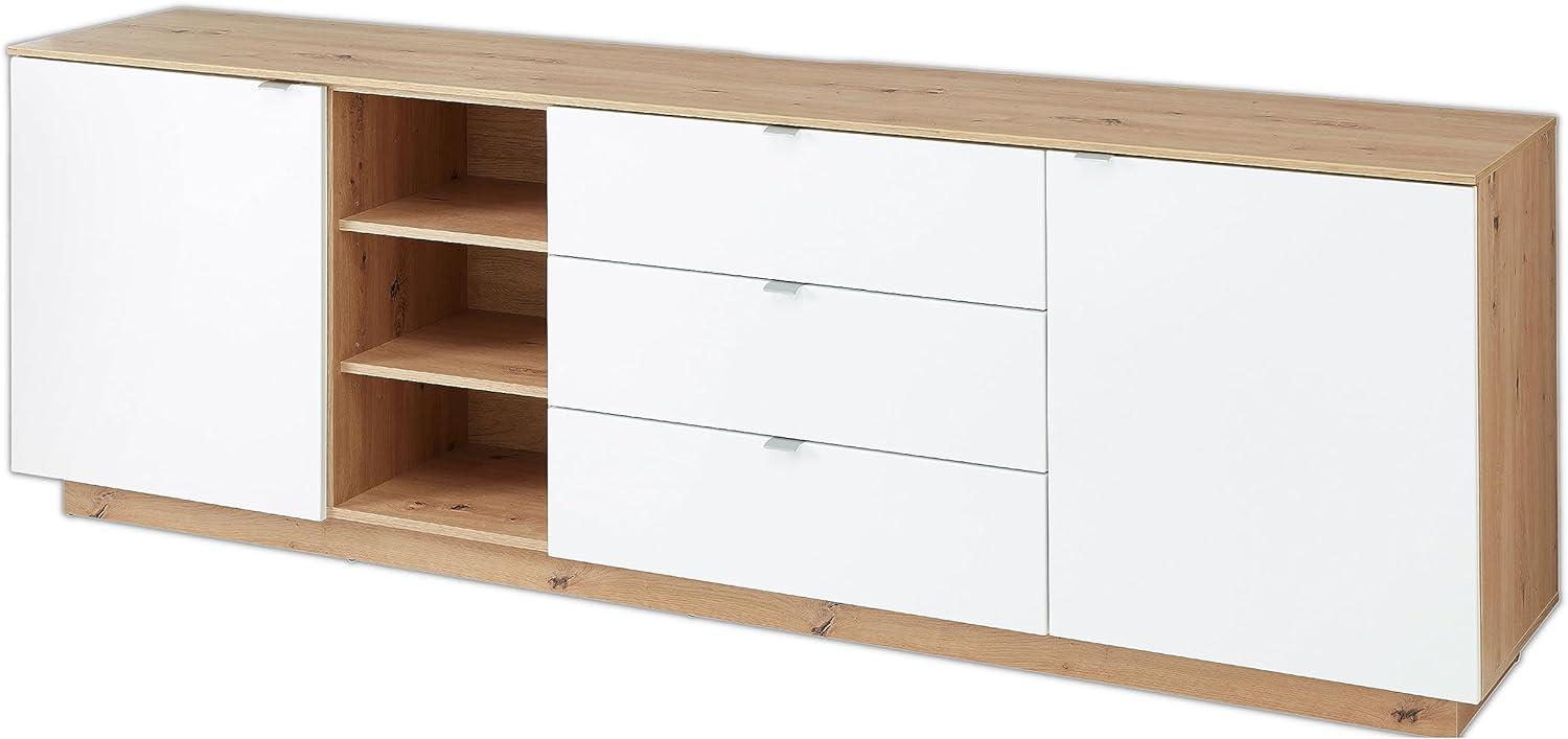 CORE TV-Sideboard in Weiß, Artisan Eiche Optik - Moderner Fernsehschrank mit Schubladen und viel Stauraum - 240 x 77 x 44 cm (B/H/T) Bild 1