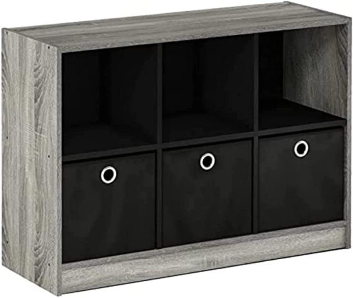 Furinno Basic Bücherregal mit 6 Fächern und 3 Einschüben, holz, French Oak Grey, 30. 23 x 80. 26 x 59. 94 cm Bild 1