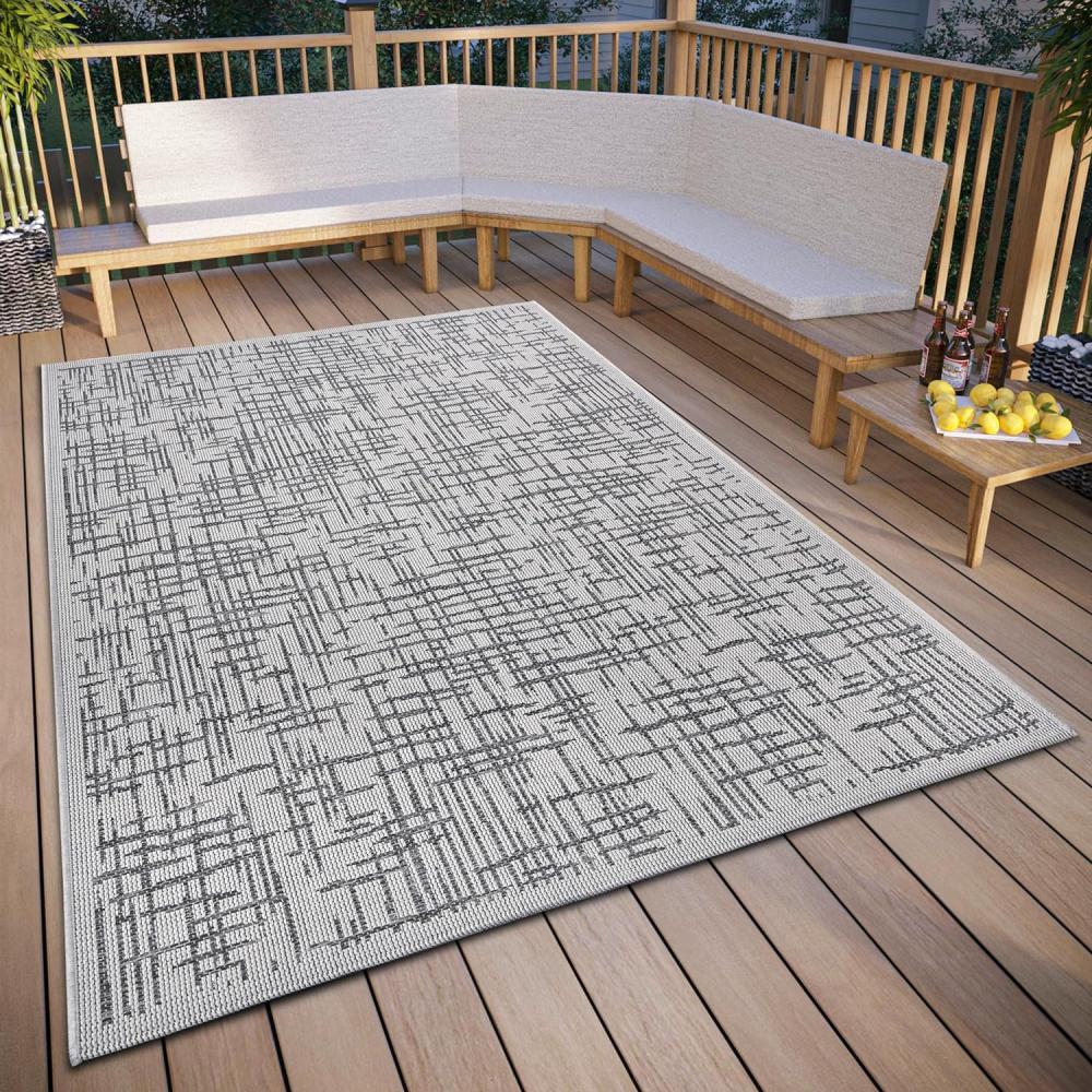 Hanse Home Telu In- & Outdoor Teppich Wetterfest – Modernes Muster, Wasserfest robuster Aussenteppich Flachgewebe für Garten, Balkon, Terrasse, Wohnzimmer – Beige Grau, 190x290cm Bild 1