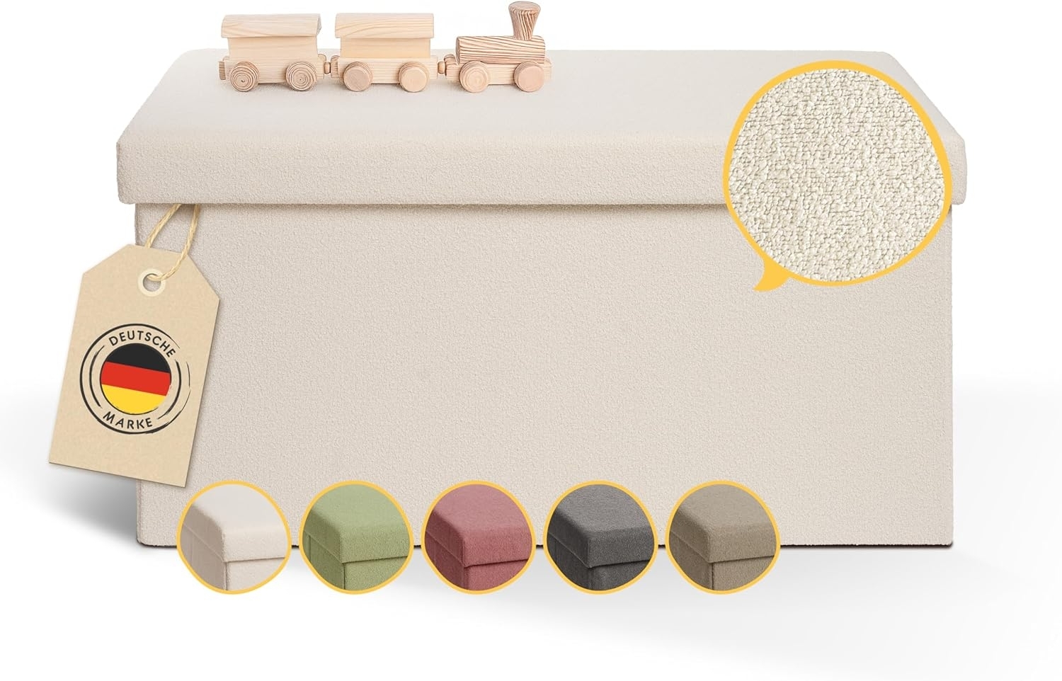Laleni Sitzbank mit Stauraum groß - Truhenbank mit Stauraum 76x38 cm - Sitztruhe mit Stauraum - Bequemer Hocker mit Stauraum - Aufbewahrungsboxen - Sitzbank klein - Bequeme Sitzbox in Beige Bild 1