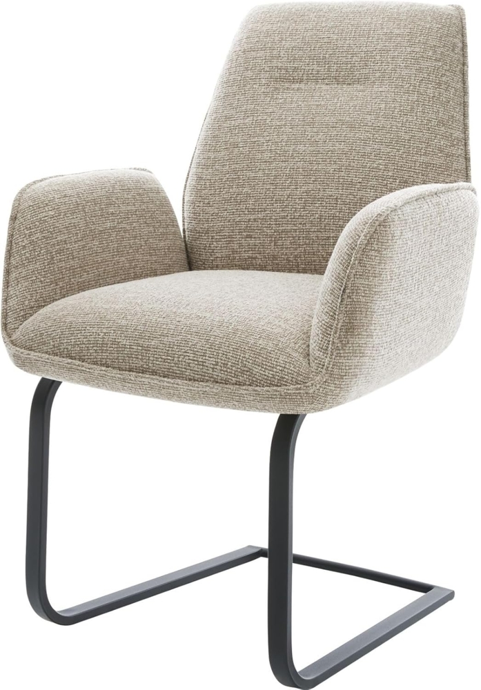 Freischwinger Zoa-Flex Webstoff Soft Beige Freischwinger flach Schwarz Taschenfederkern Bild 1